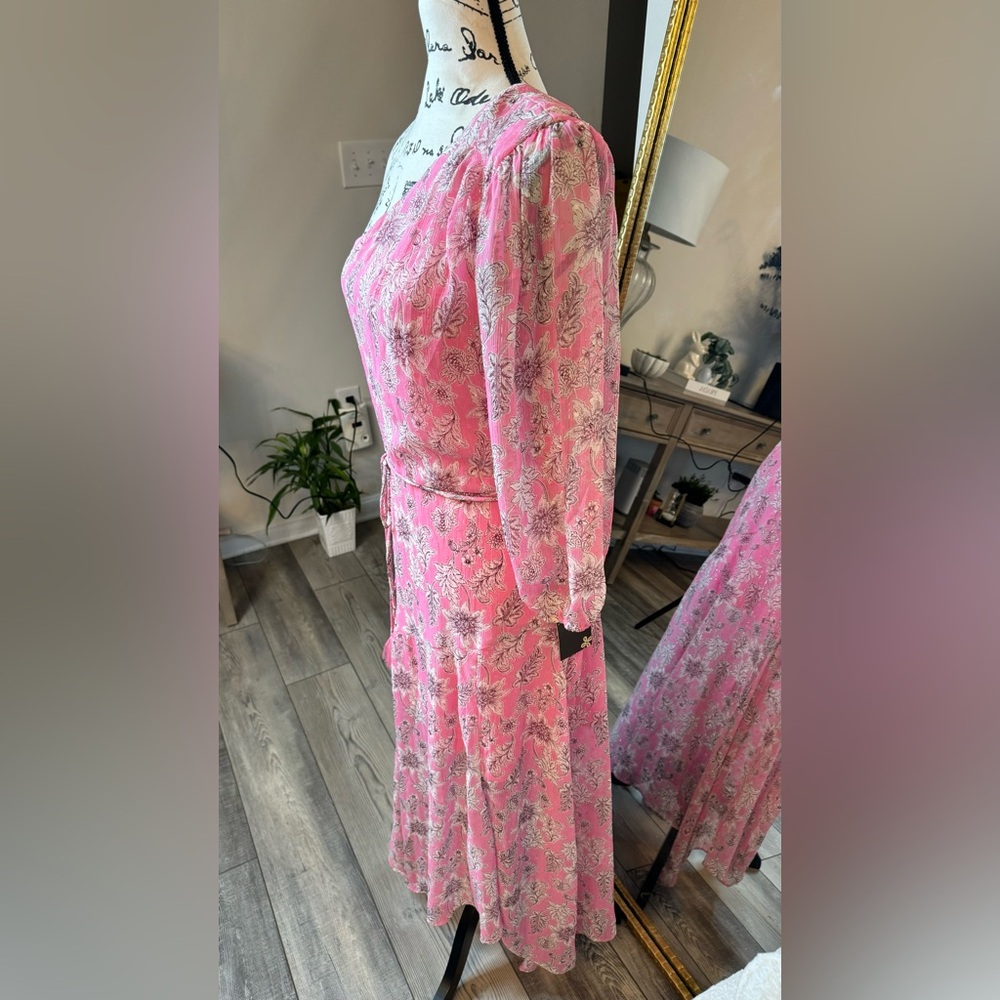 Tayler Elegant Pink Floral One-Shoulder Dress. - Picture 7 of 10